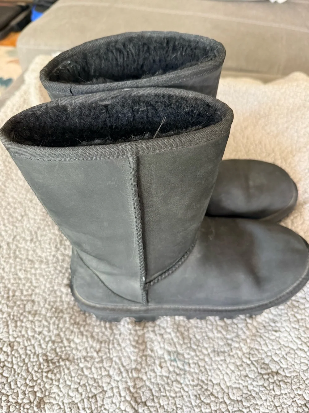 UGG Black Short Shearling-Lined Winter Boots